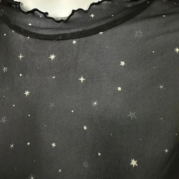 Long sleeve sheer black shirt with stars plus size 4XL - Picture 2 of 8